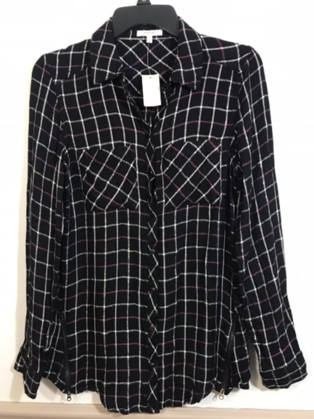Maurices Womens Pearl Snap Shirt Size S Black Plaid Flannel Western Rayon NWT